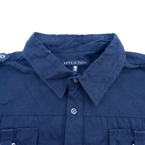 Affliction Mens Shirt Size XL Long Sleeve BlackmMetallic Wings Cross